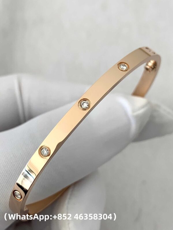 Custom Solid 18k Gold Cartier Jewelry LOVE Bracelet, Small Model, 10 Diamonds