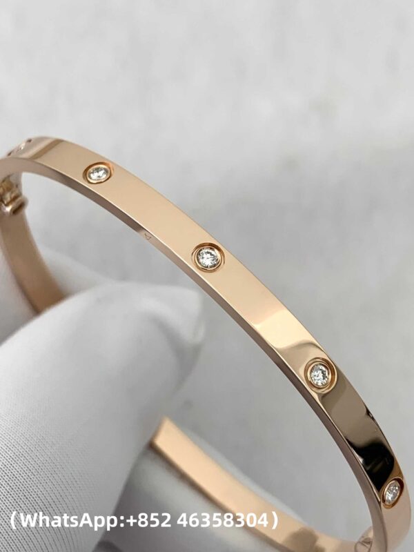 Custom Solid 18k Gold Cartier Jewelry LOVE Bracelet, Small Model, 10 Diamonds
