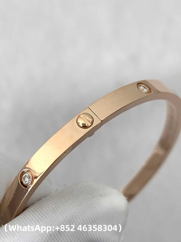 Custom Solid 18k Gold Cartier Jewelry LOVE Bracelet, Small Model, 10 Diamonds