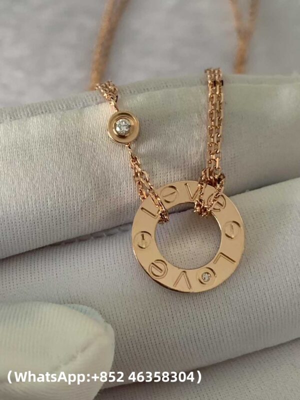 Custom Solid 18k Gold Cartier Jewelry LOVE Pendant, 2 Diamonds