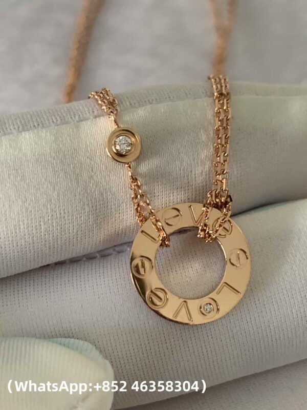 Custom Solid 18k Gold Cartier Jewelry LOVE Pendant, 2 Diamonds