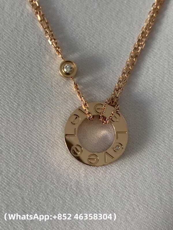 Custom Solid 18k Gold Cartier Jewelry LOVE Pendant, 2 Diamonds