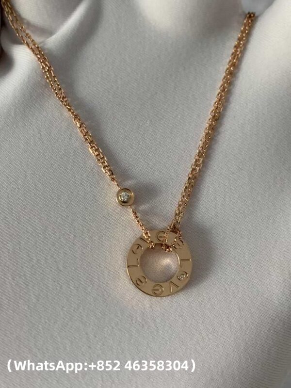 Custom Solid 18k Gold Cartier Jewelry LOVE Pendant, 2 Diamonds