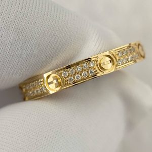 Custom Solid 18k Gold Cartier LOVE Ring Mini Model Paved Custom Solid 18k Gold Cartier LOVE Ring Mini Model Paved