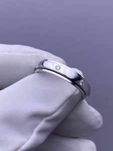 Custom Solid 18k Gold Piaget Jewelry Possession Ring in Rhodium Finish Set with 7 Brilliant-Cut Diamonds