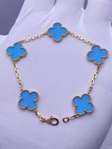 Custom Solid 18k Gold Van Cleef & Arpels Jewelry Vintage Alhambra Bracelet