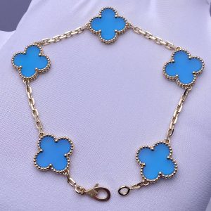 Custom Solid 18k Gold Van Cleef & Arpels Jewelry Vintage Alhambra Bracelet