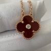 Custom Solid 18k Gold Van Cleef & Arpels Vintage Alhambra Pendant Carnelian with Diamond Custom Solid 18k Gold Van Cleef & Arpels Vintage Alhambra Pendant Carnelian with Diamond