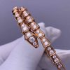 Custom Solid 18k Gold Bulgari Jewelry Serpenti Viper One-Coil Bracelet Set with Full Pavé Diamonds