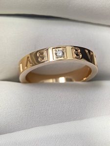 Custom Solid 18k Gold Bulgari B.zero1 Essential Band Ring Set with a Diamond