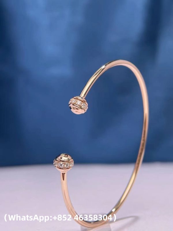 Custom Solid 18k Gold Piaget Possession Bangle Bracelet Set with 20 Brilliant-Cut Diamonds Custom Solid 18k Gold Piaget Possession Bangle Bracelet Set with 20 Brilliant-Cut Diamonds