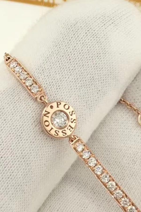 Custom Solid 18k Gold Piaget Possession Bracelet with 24 White Diamonds Custom Solid 18k Gold Piaget Possession Bracelet with 24 White Diamonds