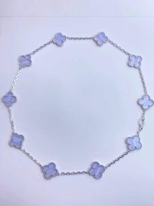 Custom Solid 18K Gold Van Cleef & Arpels Vintage Alhambra Necklace