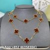 Custom Solid 18k Gold Van Cleef & Arpels Vintage Alhambra Long Necklace, 20 Motifs Carnelian Custom Solid 18k Gold Van Cleef & Arpels Vintage Alhambra Long Necklace, 20 Motifs Carnelian