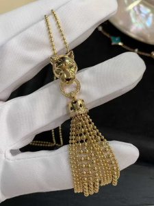 Custom Solid 18K Gold Cartier Panthère de Cartier Long Necklace