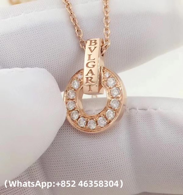 Custom Solid 18K Gold Bulgari Jewelry Bulgari Necklace 18K Rose Gold and Diamonds