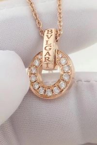 Custom Solid 18K Gold Bulgari Jewelry Bulgari Necklace 18K Rose Gold and Diamonds
