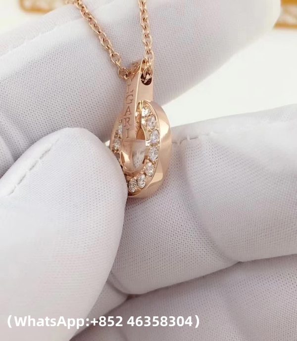 Custom Solid 18K Gold Bulgari Jewelry Bulgari Necklace 18K Rose Gold and Diamonds
