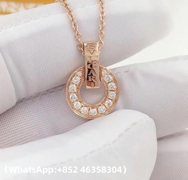 Custom Solid 18K Gold Bulgari Jewelry Bulgari Necklace 18K Rose Gold and Diamonds