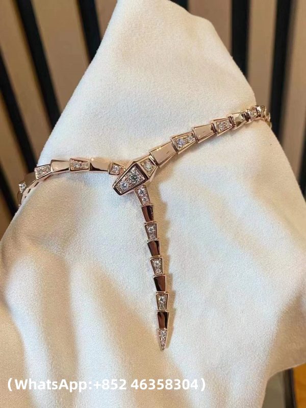 Custom Solid 18K Gold Bulgari Jewelry Serpenti Viper Thin Necklace set with Demi Pavé Diamonds Custom Solid 18K Gold Bulgari Jewelry Serpenti Viper Thin Necklace set with Demi Pavé Diamonds