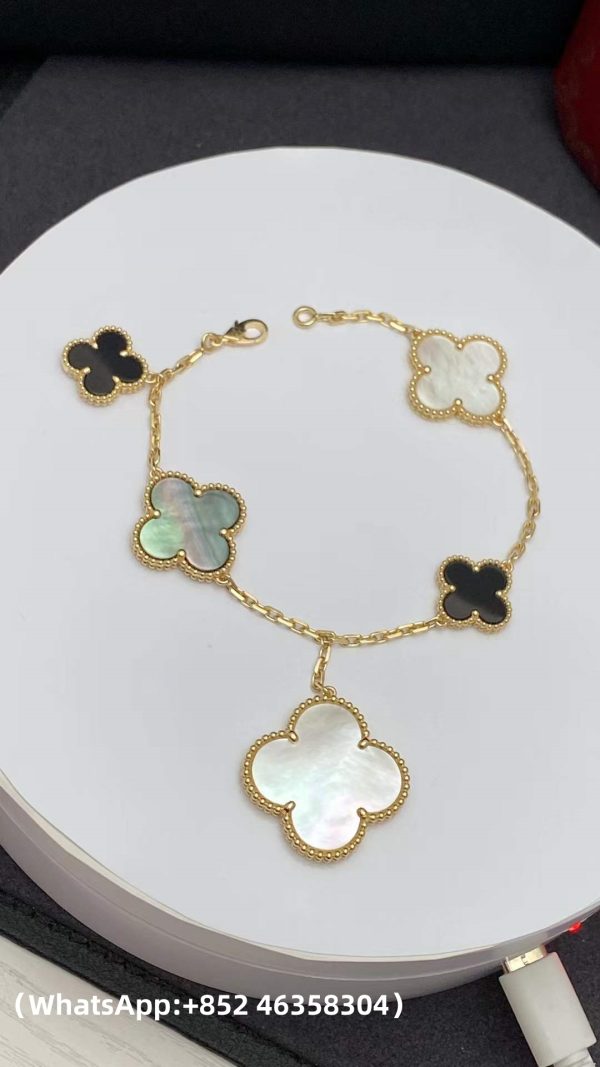 Custom Solid 18k Gold Van Cleef & Arpels Jewelry Magic Alhambra Bracelet