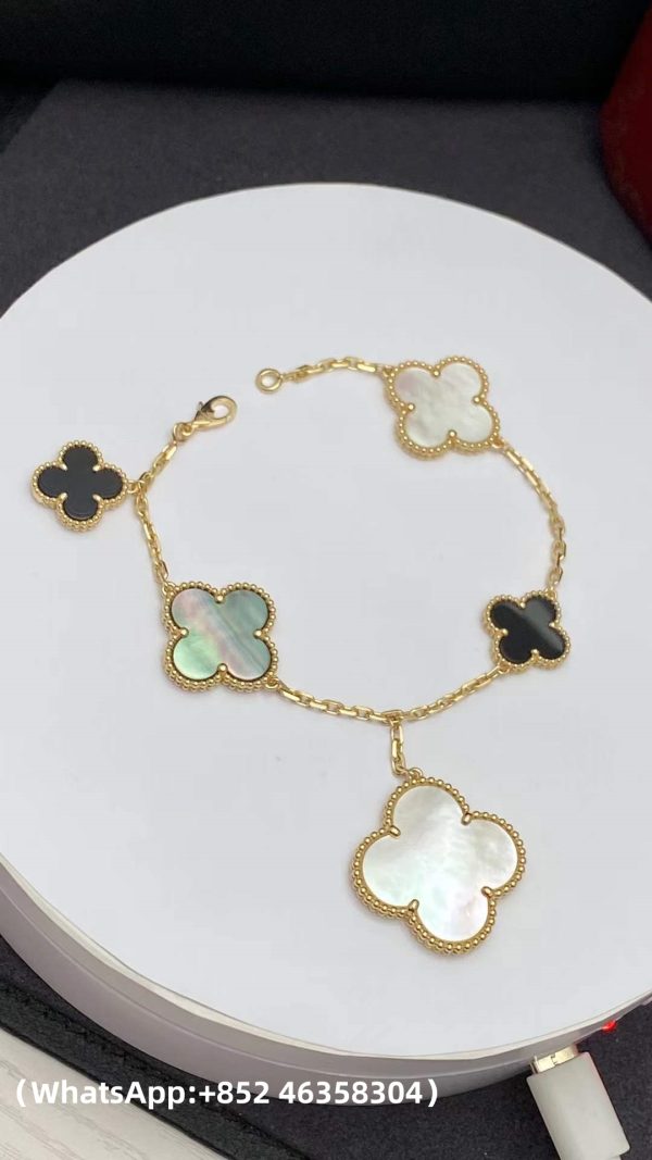 Custom Solid 18k Gold Van Cleef & Arpels Jewelry Magic Alhambra Bracelet