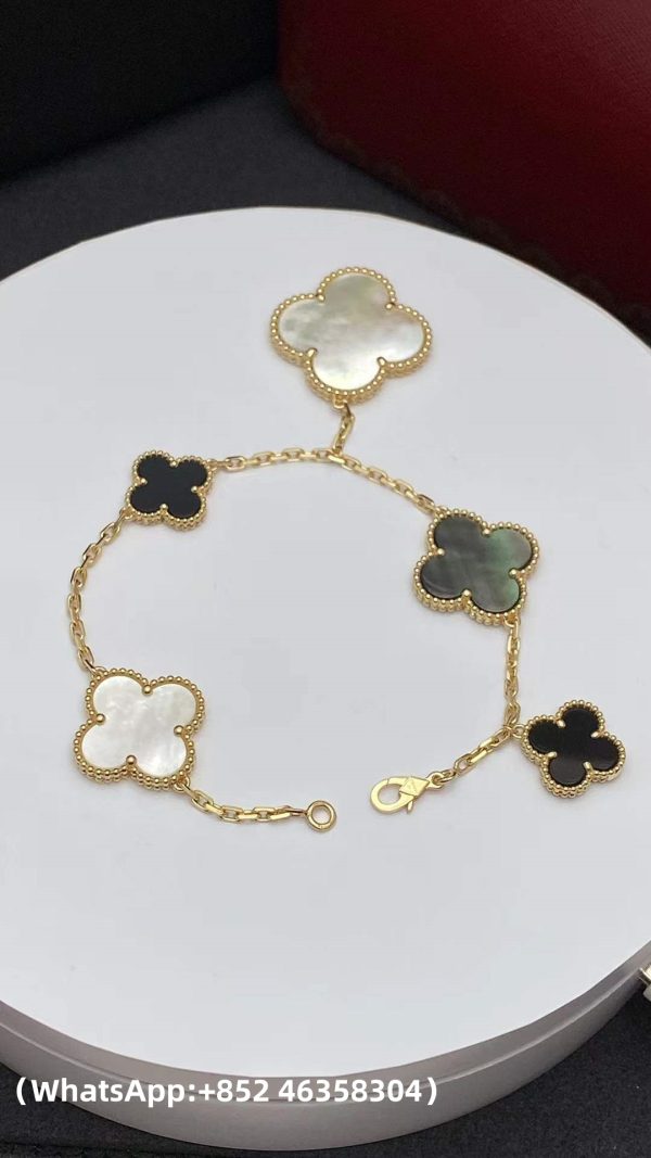 Custom Solid 18k Gold Van Cleef & Arpels Jewelry Magic Alhambra Bracelet