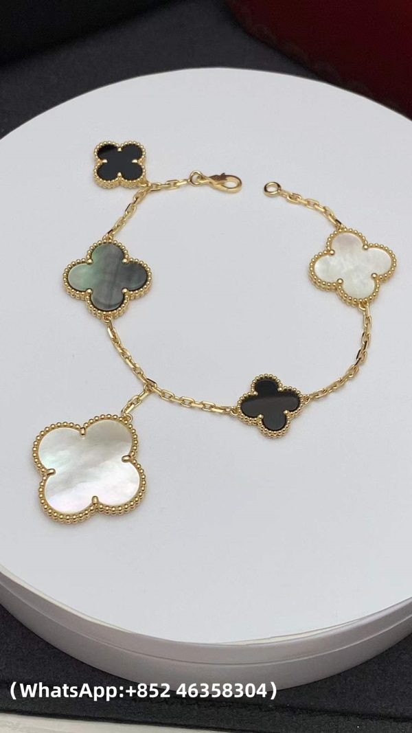 Custom Solid 18k Gold Van Cleef & Arpels Jewelry Magic Alhambra Bracelet