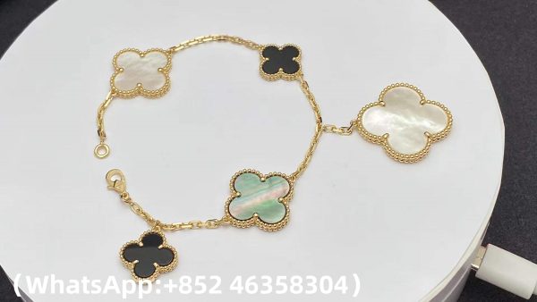 Custom Solid 18k Gold Van Cleef & Arpels Jewelry Magic Alhambra Bracelet