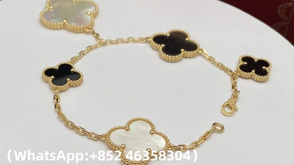Custom Solid 18k Gold Van Cleef & Arpels Jewelry Magic Alhambra Bracelet