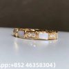 Custom Solid 18k Gold Bulgari Jewelry Serpenti Viper Thick Band Ring Set with Pavé Diamonds and White Mother-Of-Pearl Elements