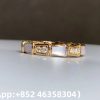 Custom Solid 18k Gold Bulgari Jewelry Serpenti Viper Thick Band Ring Set with Pavé Diamonds and White Mother-Of-Pearl Elements