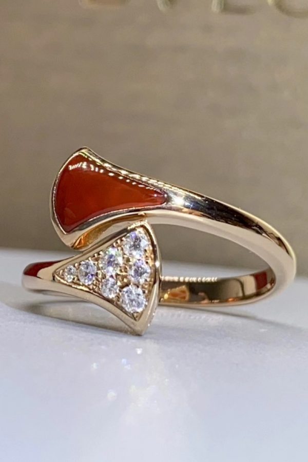 Custom Bvlgari Divas' Dream Ring Set with Carnelian Element and Pavé Diamonds Custom Bvlgari Divas' Dream Ring Set with Carnelian Element and Pavé Diamonds