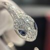Custom Solid 18k Gold Bulgari Serpenti Seduttori Bracelet Set with Blue Sapphire Eyes and Demi Pavé Diamonds on the Head and Tail