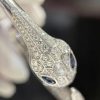 Custom Solid 18k Gold Bulgari Serpenti Seduttori Bracelet Set with Blue Sapphire Eyes and Demi Pavé Diamonds on the Head and Tail