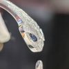 Custom Solid 18k Gold Bulgari Serpenti Seduttori Bracelet Set with Blue Sapphire Eyes and Demi Pavé Diamonds on the Head and Tail