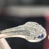 Custom Solid 18k Gold Bulgari Serpenti Seduttori Bracelet Set with Blue Sapphire Eyes and Demi Pavé Diamonds on the Head and Tail