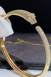 Custom Solid 18k Gold Cartier Jewelry Panthère de Cartier Bracelet