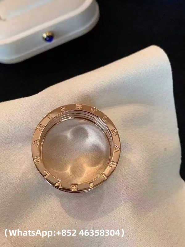 Custom Solid 18k Gold Bulgari Jewelry B.Zero1 Rock Four-Band Ring with Studded Spiral and Pavé Diamonds on the Edges