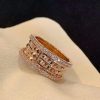 Custom Solid 18k Gold Bulgari Jewelry B.Zero1 Rock Four-Band Ring with Studded Spiral and Pavé Diamonds on the Edges
