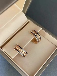 Custom Solid 18k Gold Bulgari Jewelry B.Zero1 Rock Earrings with Studded Spiral and Black Ceramic Inserts on the Edges