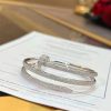 Custom Solid 18k Gold Cartier Jewelry Juste un Clou 2 Rows Nail Bracelet in 18K White Gold and Pave Diamonds