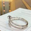 Custom Solid 18k Gold Cartier Jewelry Juste un Clou 2 Rows Nail Bracelet in 18K White Gold and Pave Diamonds