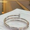 Custom Solid 18k Gold Cartier Jewelry Juste un Clou 2 Rows Nail Bracelet in 18K White Gold and Pave Diamonds
