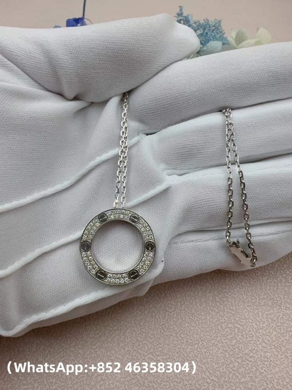 Custom Solid 18k Gold Cartier Jewelry LOVE Pendant Paved Diamonds