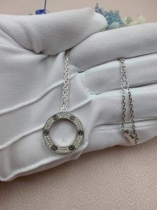 Custom Solid 18k Gold Cartier Jewelry LOVE Pendant Paved Diamonds