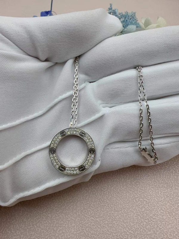 Custom Solid 18k Gold Cartier Jewelry LOVE Pendant Paved Diamonds