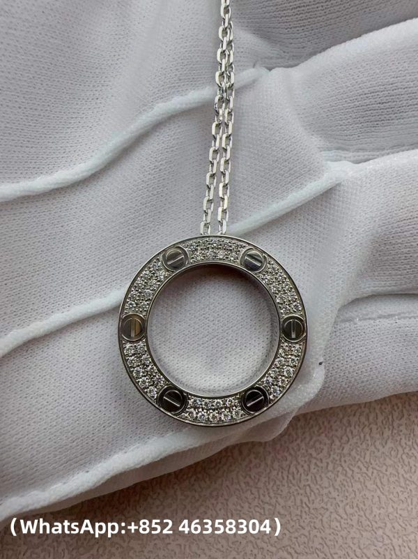 Custom Solid 18k Gold Cartier Jewelry LOVE Pendant Paved Diamonds