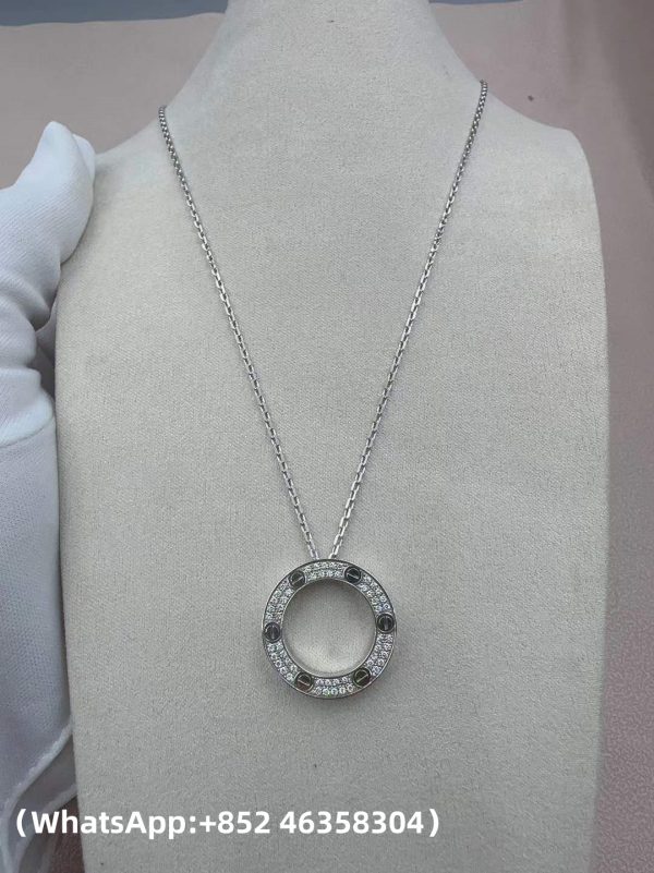 Custom Solid 18k Gold Cartier Jewelry LOVE Pendant Paved Diamonds