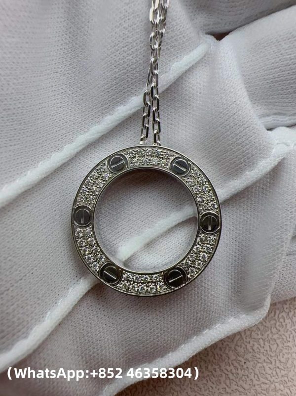 Custom Solid 18k Gold Cartier Jewelry LOVE Pendant Paved Diamonds